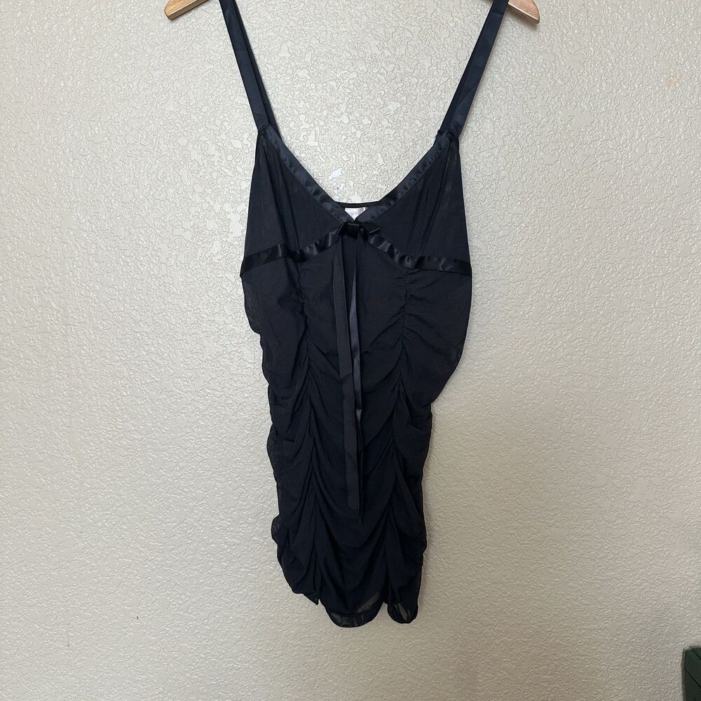 Victorias Secret Black Camisole Top Sheer Rouched Sides Medium Sexy Lingerie